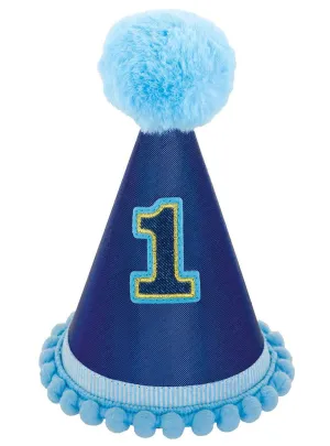 1st Birthday Boy Deluxe Blue Cone Party Hat