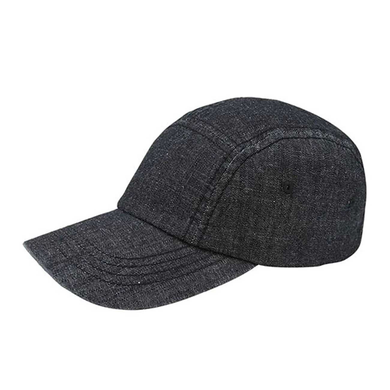 5 Panel Washed Denim Adjustable Strapback Cap