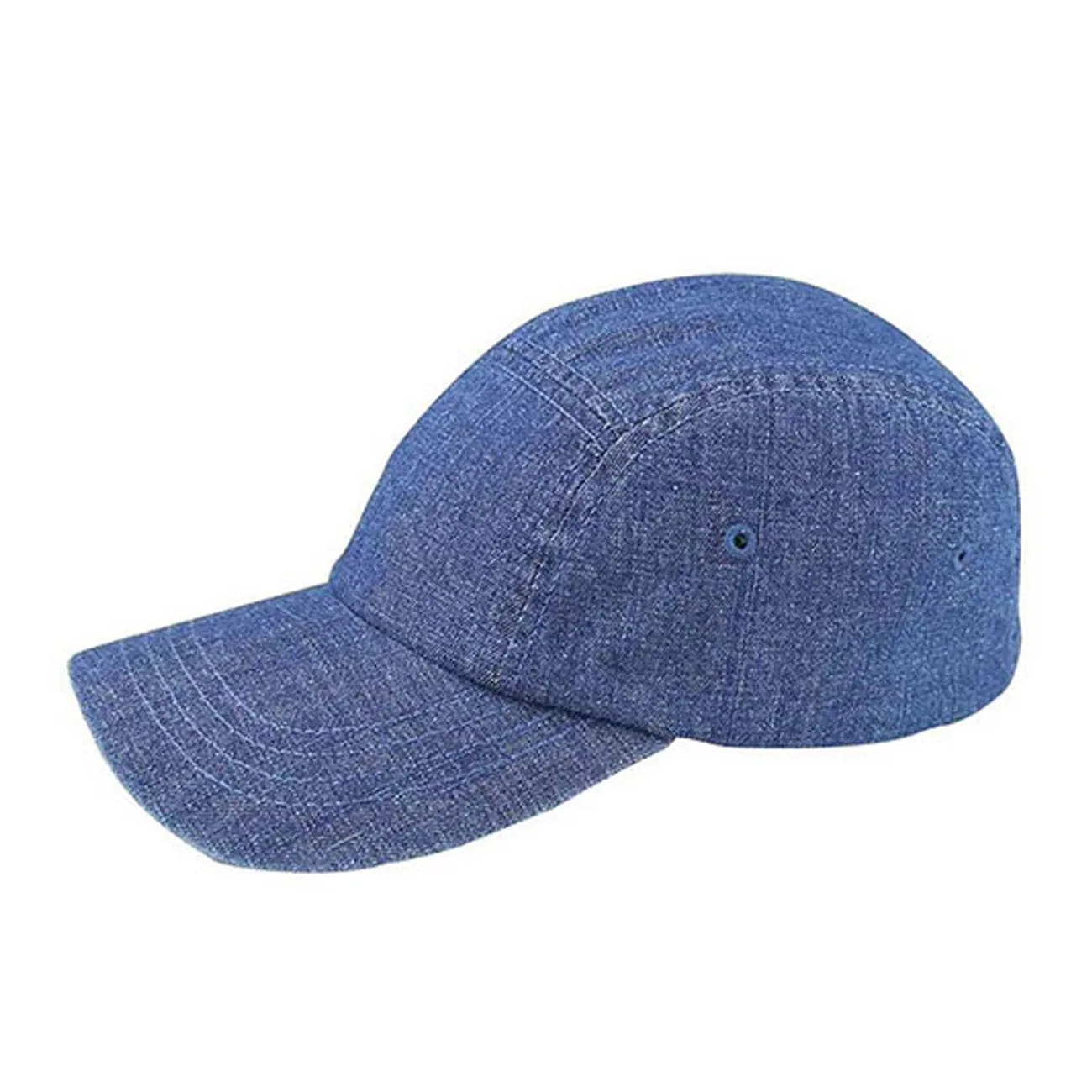 5 Panel Washed Denim Adjustable Strapback Cap