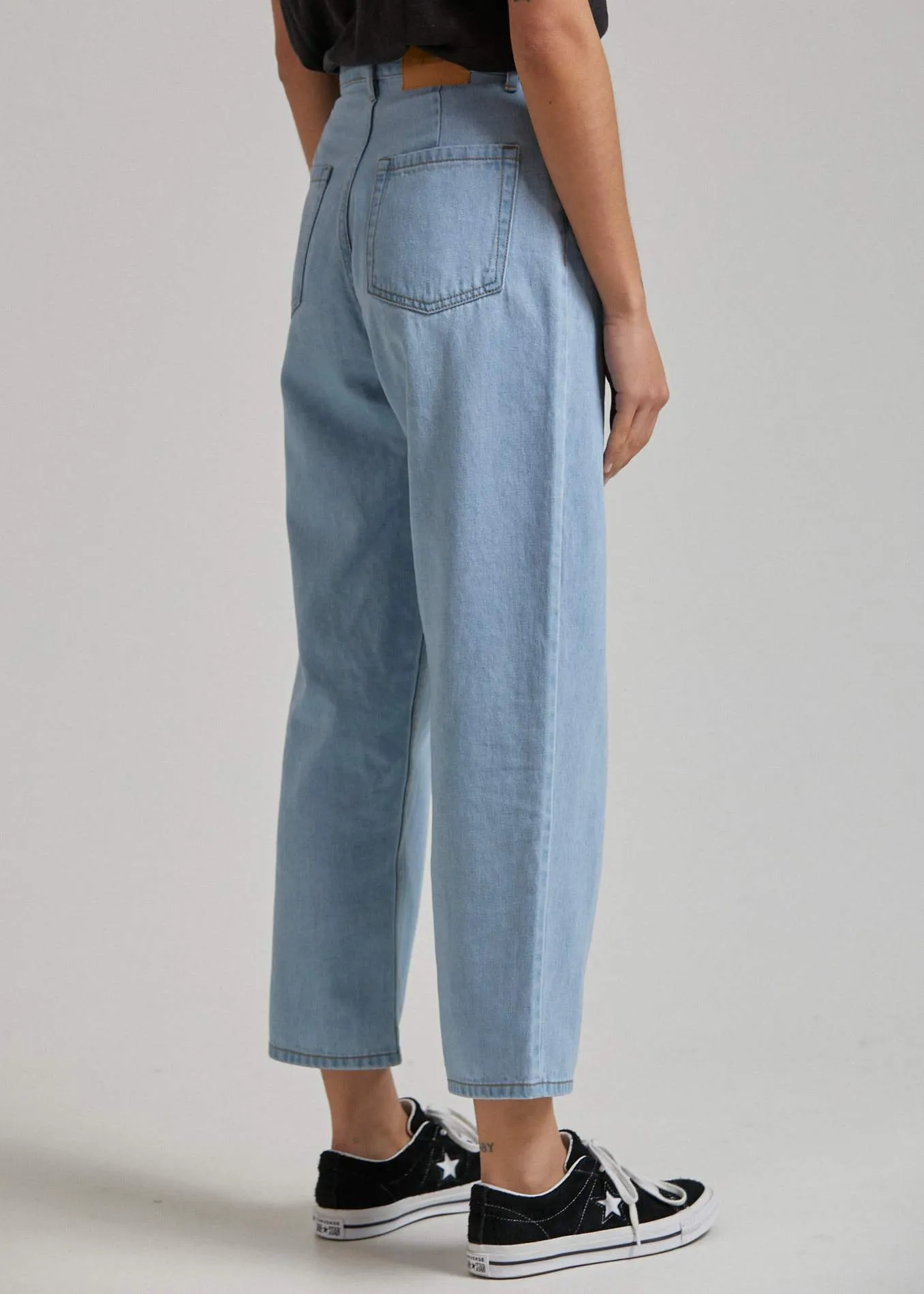 Afends Womens Shelby - Hemp Denim High Waist Wide Leg Jean - Stone Blue