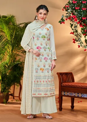 Aristocratic Off White Georgette Embroidered Salwar Kurta Set