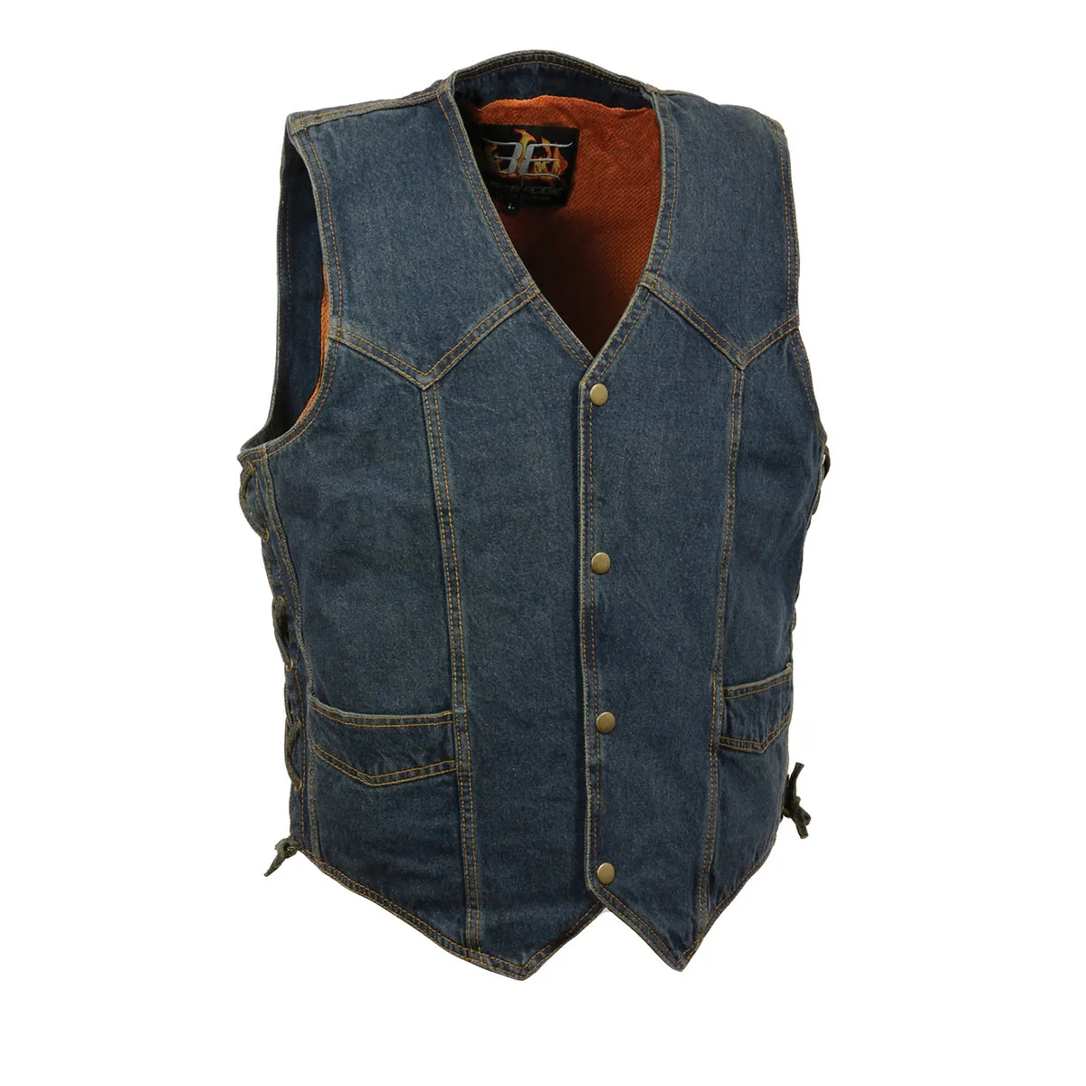 BLUE Milwaukee Leather DM1315 Men's Blue Denim Classic Side Lace Snap Front Vest