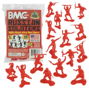 BMC Classic Marx Russian Plastic Army Men - Red 36pc WW2 Soldier Figures US Made