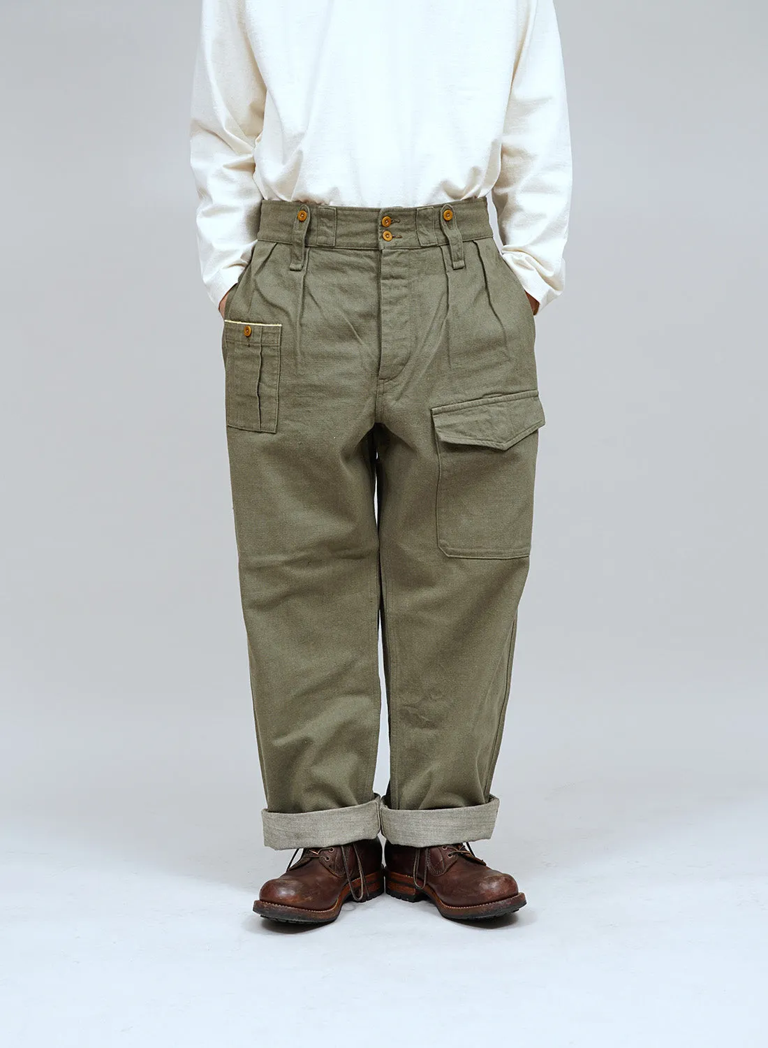 British Army Pant Loose Denim in Green