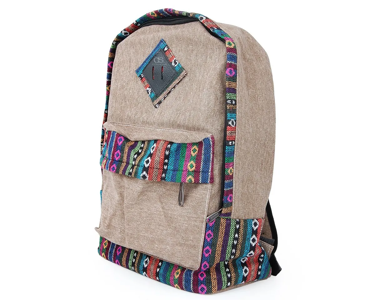 Canvas Bohemian Tribal Rucksack Backpack - Khaki