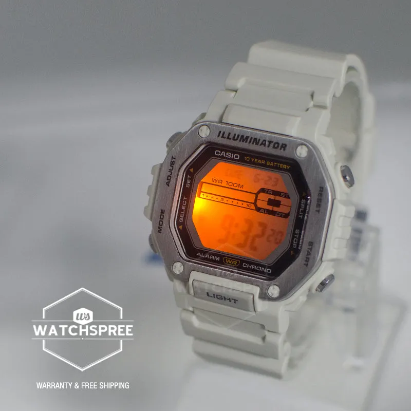 Casio Digital Dual Time Light Grey Resin Band Watch MWD110H-8A MWD-110H-8A