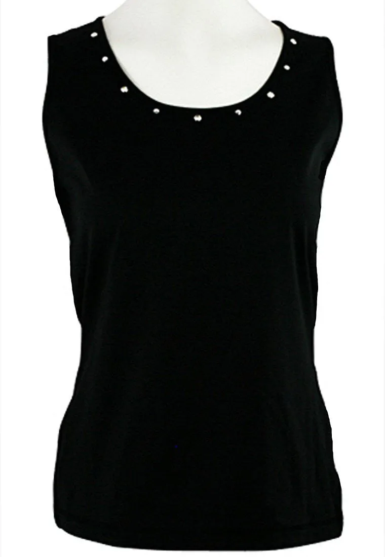 Christine Alexander - Crystal Ring, Scoop Neck Tank Top with Swarovski Crystals