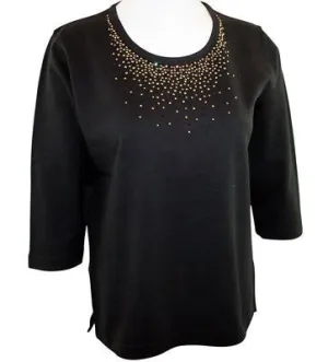 Christine Alexander Top with & Gold Hematite Crystals - Black & Gold Hematite