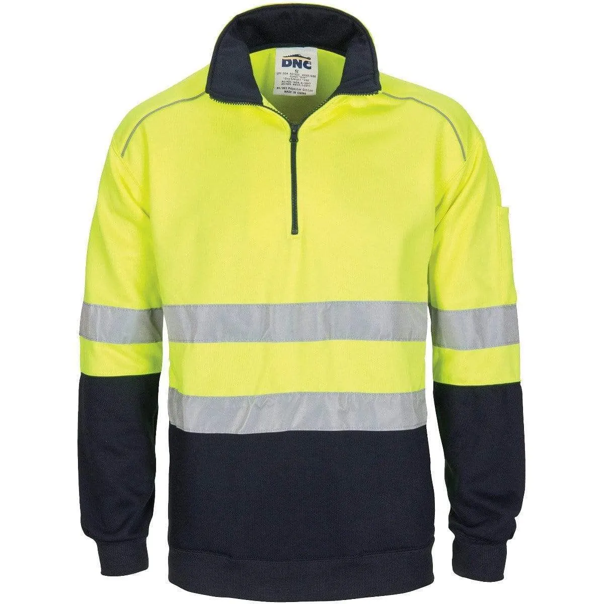 Dnc Workwear Hi-vis 1/2 Zip Fleecy With Hoop Pattern Csr Reflective Tape - 3729