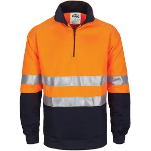 Dnc Workwear Hi-vis 1/2 Zip Fleecy With Hoop Pattern Csr Reflective Tape - 3729