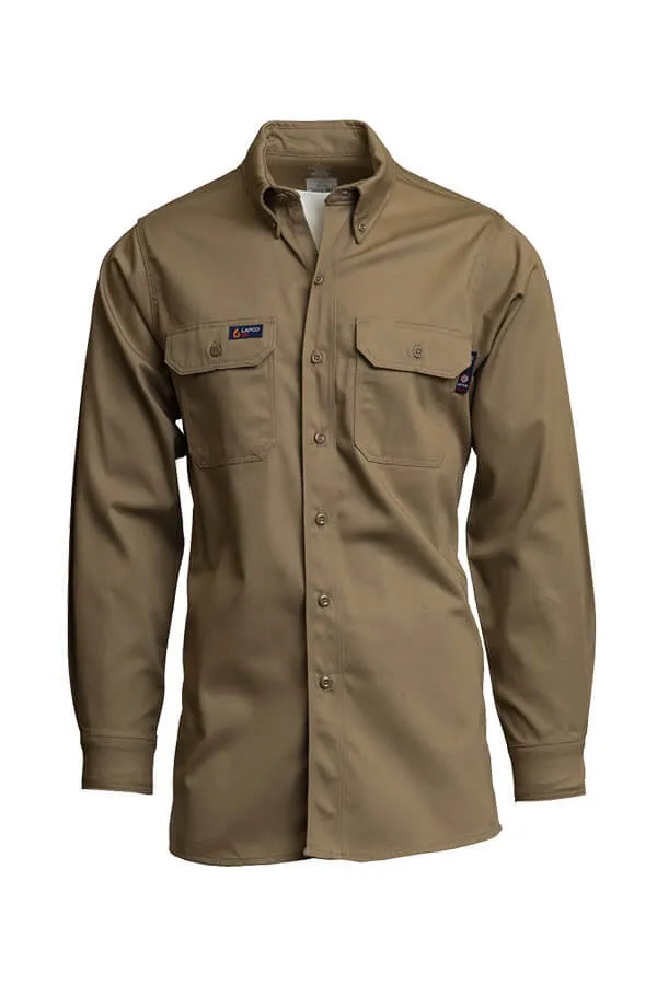 Lapco FR Men's Khaki 7oz Button Down Uniform Shirt IKH7