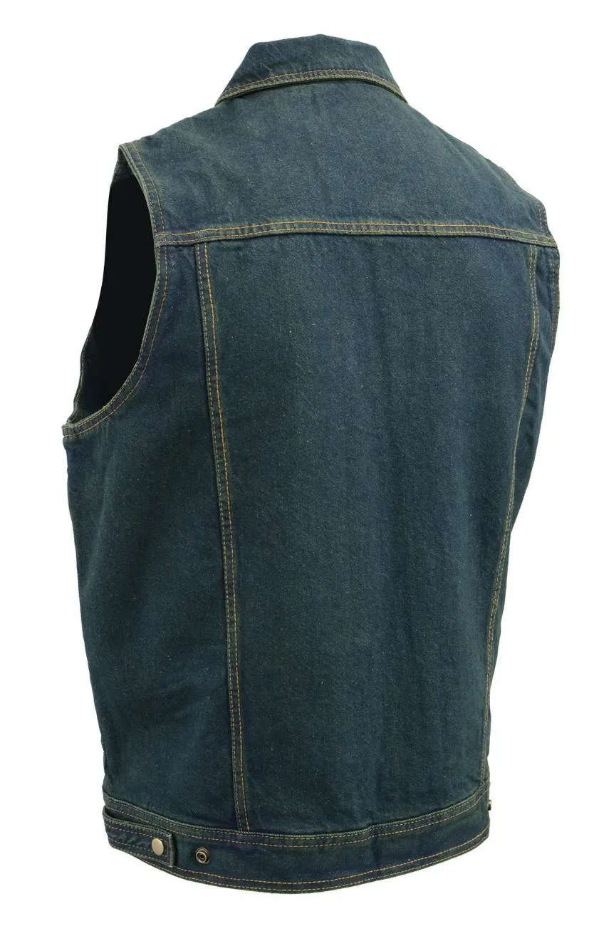 M-Boss Motorcycle Apparel BOS13006 Men’s Classic Blue Denim Biker Vest