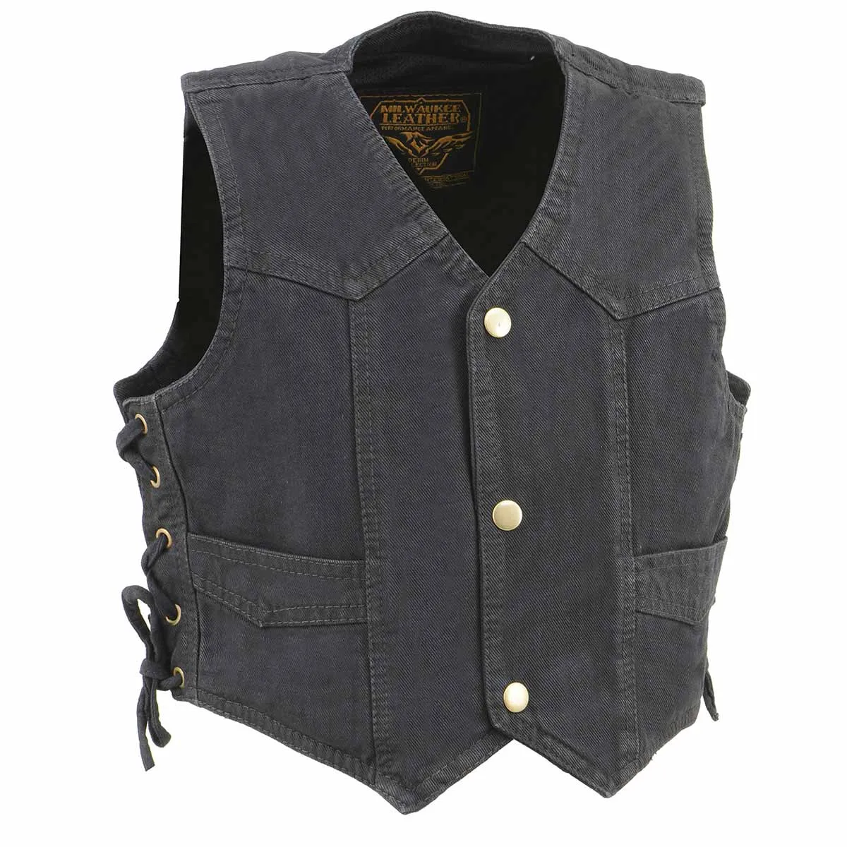 Milwaukee Leather MDK3900 Kids Classic Black Denim Side Lace Vest