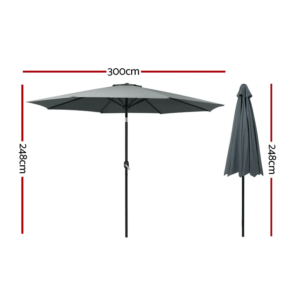 Outdoor Umbrella 3m Tilt - Charcoal