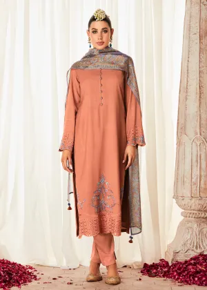 Pleasing Orange Suzani Inspired Embroidered Ethnic Salwar Suit