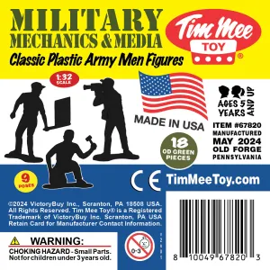 TimMee Military MECHANICS & MEDIA - OD Green 18pc Plastic Army Men Soldier Figures