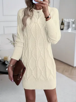 Vibrant Solid Color Long Sleeve Knit Dress - Soft, Cozy, and Versatile Crew Neck Design for Spring & Fall - Women's Casual Clothing for Everyday Wear, Perfect for Work, Date, or Leisure Activities