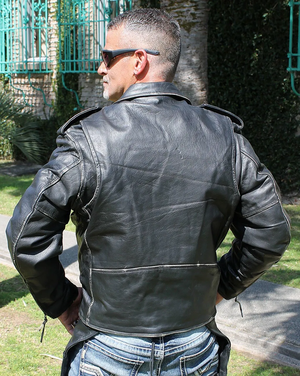 Vintage Black Classic Motorcycle Jacket #MA026K ()