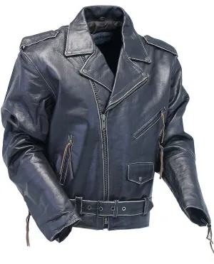 Vintage Black Classic Motorcycle Jacket #MA026K ()