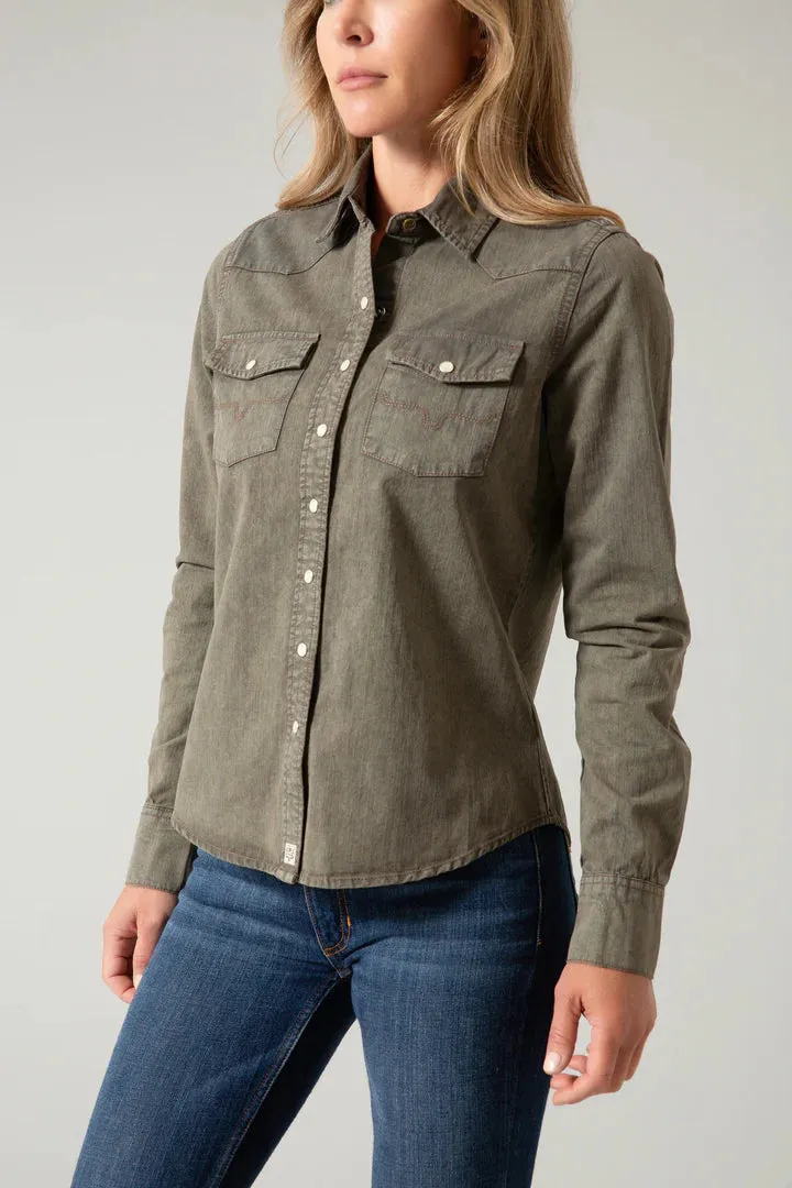 Women's Kimes Kaycee Army Green Denim Top