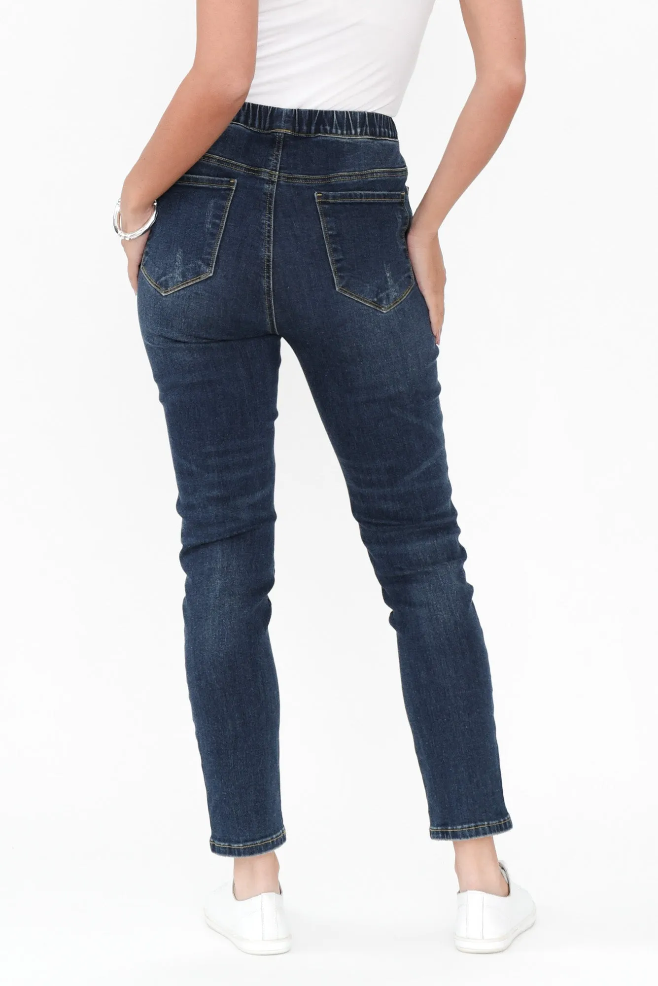 Zadie Distressed Dark Blue Stretch Jeans