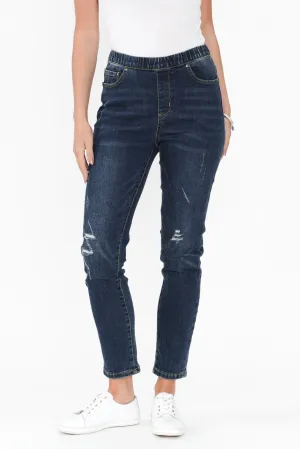 Zadie Distressed Dark Blue Stretch Jeans